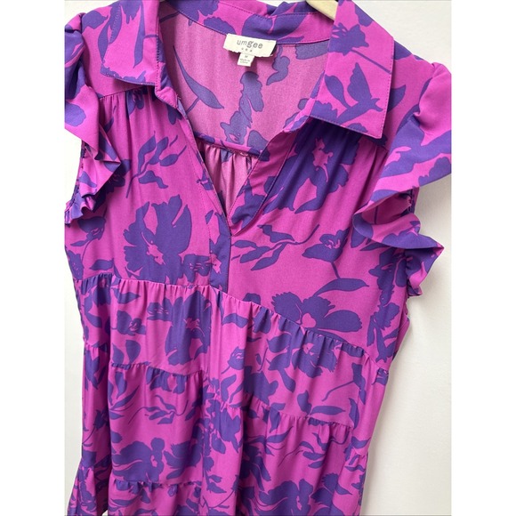 Umgee Dresses & Skirts - Umgee Layered‎ Sleeveless Ruffled V Neck Floral Vacation Women's Dress Size Med